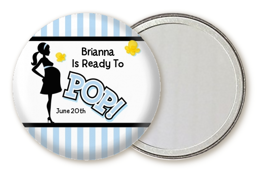 Ready To Pop Blue - Personalized Baby Shower Pocket Mirror Favors