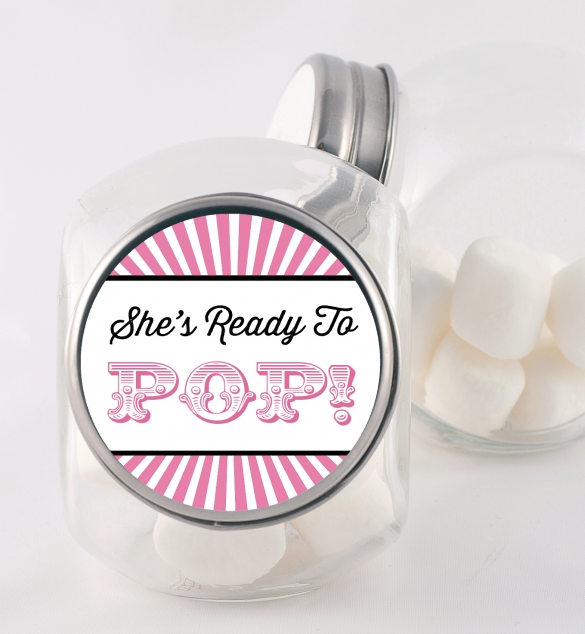 She's Ready To Pop - Personalized Baby Shower Candy Jar