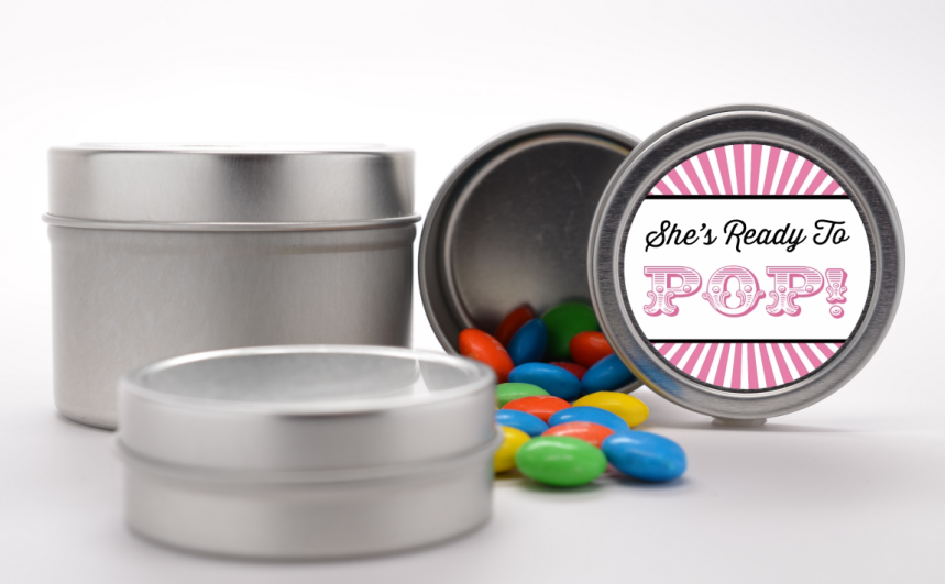 She's Ready To Pop - Custom Baby Shower Favor Tins