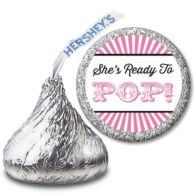 She's Ready To Pop - Hershey Kiss Baby Shower Sticker Labels