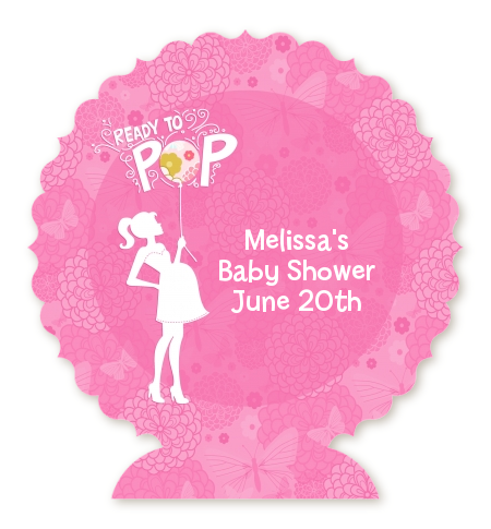 She's Ready To Pop Pink - Personalized Baby Shower Centerpiece Stand