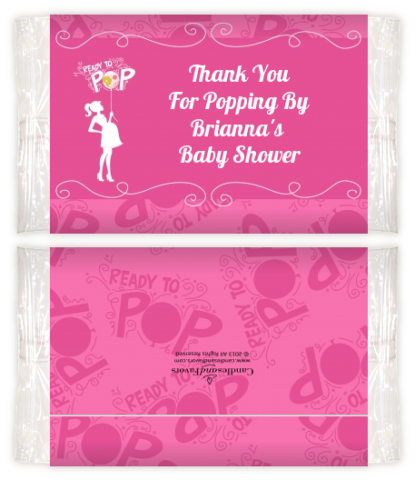 She's Ready To Pop Pink - Personalized Popcorn Wrapper Baby Shower Favors