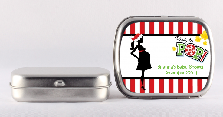 She's Ready To Pop Christmas Edition - Personalized Baby Shower Mint Tins
