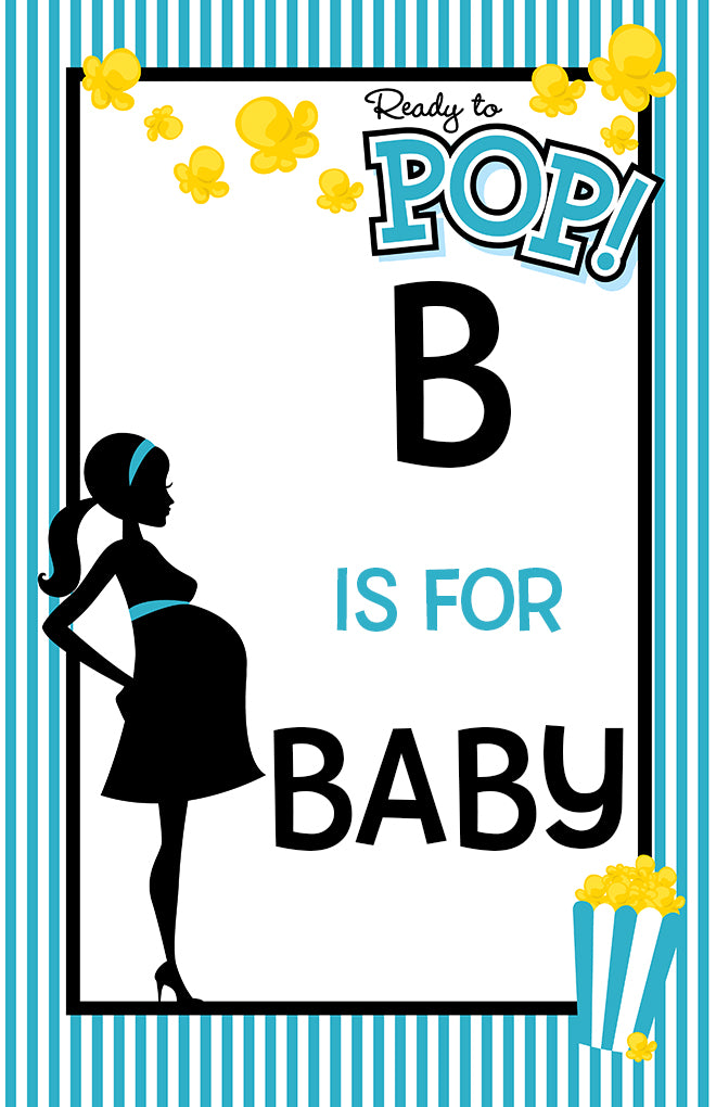Ready To Pop Teal - Personalized Baby Shower Nursery Wall Art