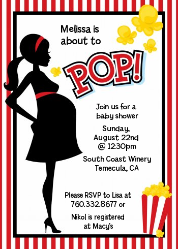 Ready To Pop Red Stripes - Printed Baby Shower Invitation