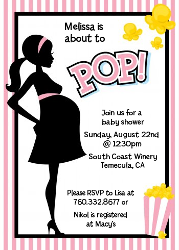 Ready To Pop Pink Stripes - Printed Baby Shower Invitation