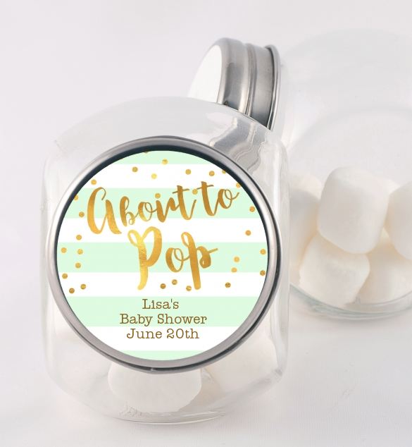 About To Pop Gold - Personalized Baby Shower Candy Jar