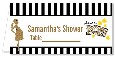 About To Pop Gold Glitter - Personalized Baby Shower Place Cards