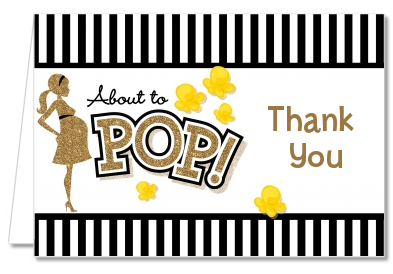 About To Pop Gold Glitter - Baby Shower Thank You Cards