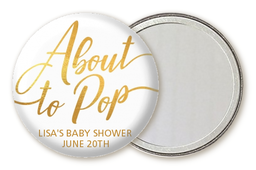 About To Pop Metallic - Personalized Baby Shower Pocket Mirror Favors