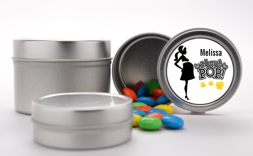 About to Pop Mommy Black - Custom Baby Shower Favor Tins