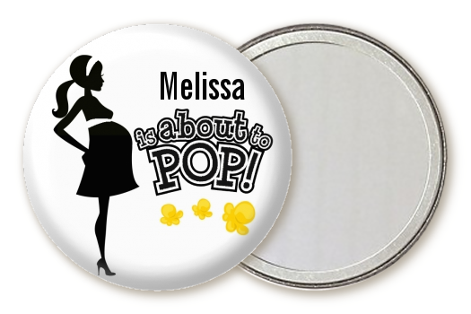 About to Pop Mommy Black - Personalized Baby Shower Pocket Mirror Favors