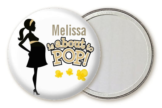 About To Pop Mommy Gold - Personalized Baby Shower Pocket Mirror Favors