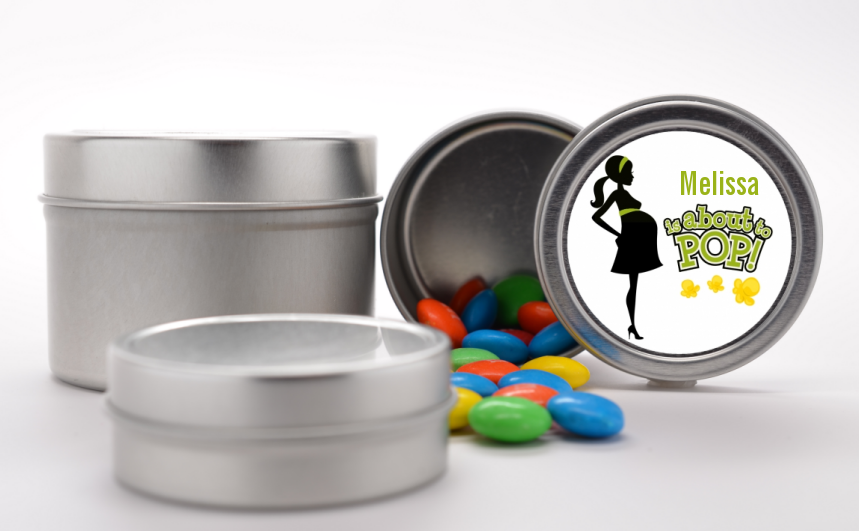 About To Pop Mommy Green - Custom Baby Shower Favor Tins