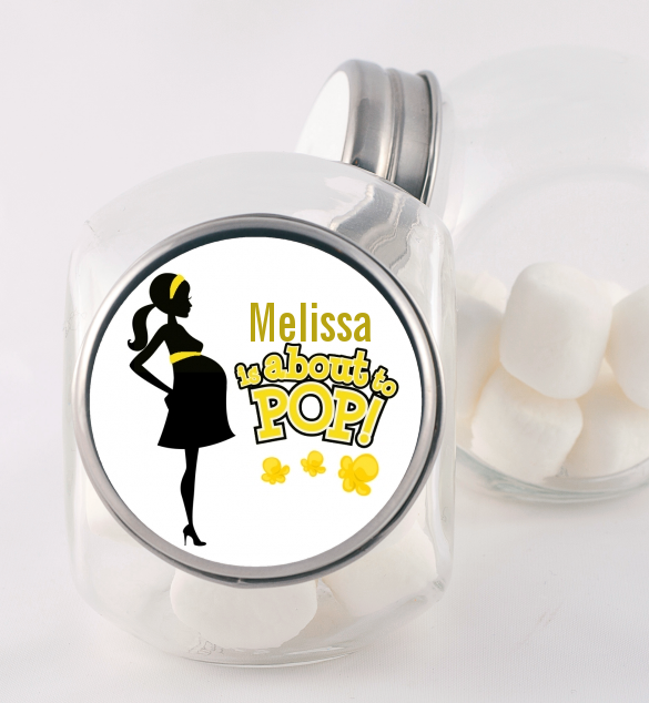 About to Pop Mommy Yellow - Personalized Baby Shower Candy Jar