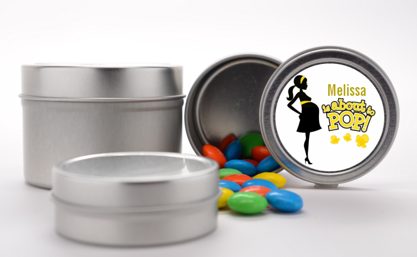 About to Pop Mommy Yellow - Custom Baby Shower Favor Tins