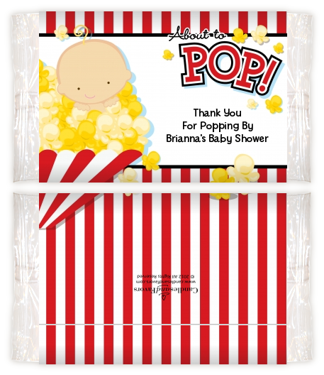 About To Pop - Personalized Popcorn Wrapper Baby Shower Favors