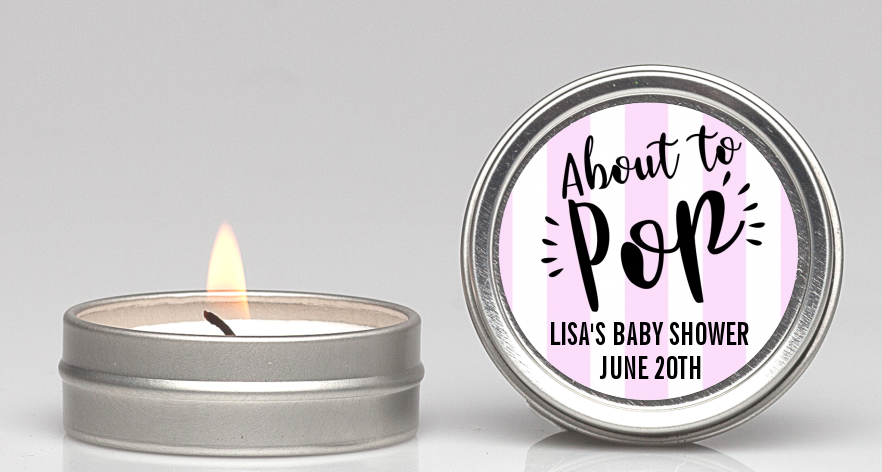 About To Pop Stripes - Baby Shower Candle Favors