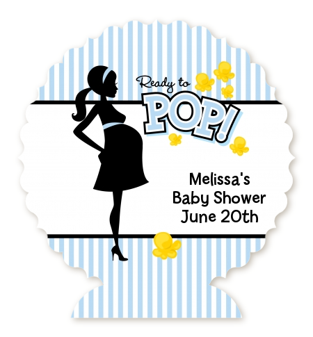 Ready To Pop Blue - Personalized Baby Shower Centerpiece Stand