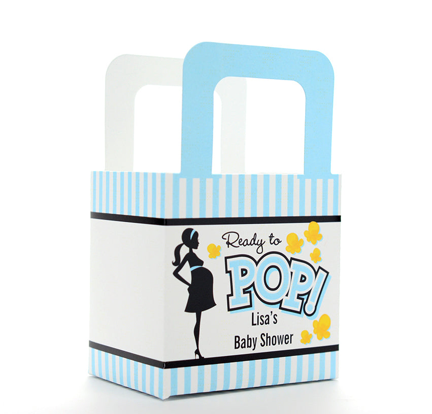 Ready To Pop Blue - Personalized Baby Shower Favor Boxes