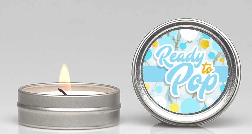 Ready To Pop Blue Gold - Baby Shower Candle Favors