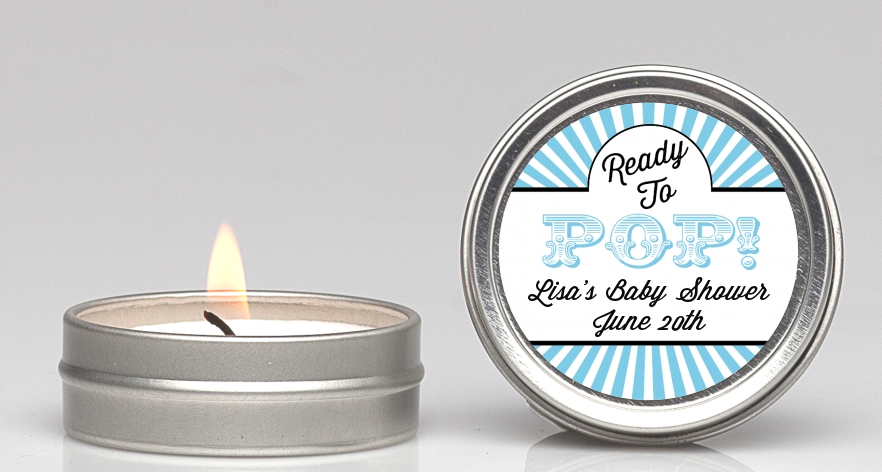 Ready To Pop Blue Stripes - Baby Shower Candle Favors