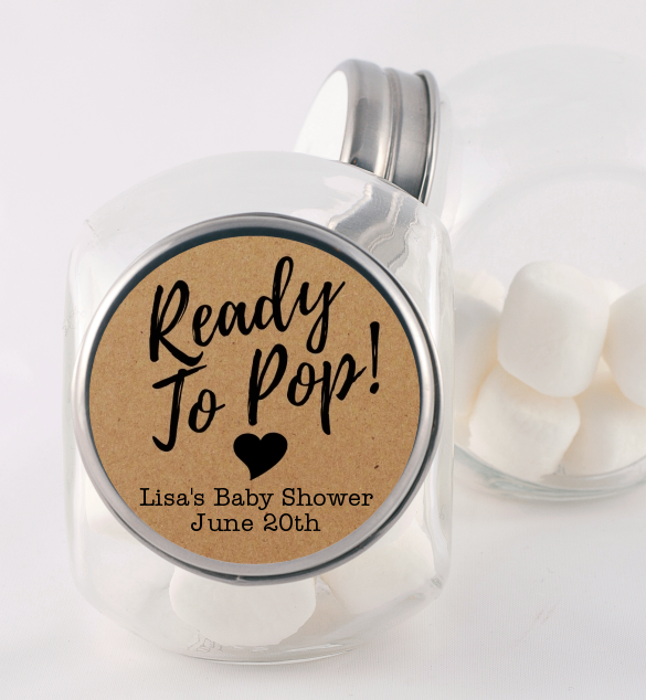 Ready To Pop Brown - Personalized Baby Shower Candy Jar