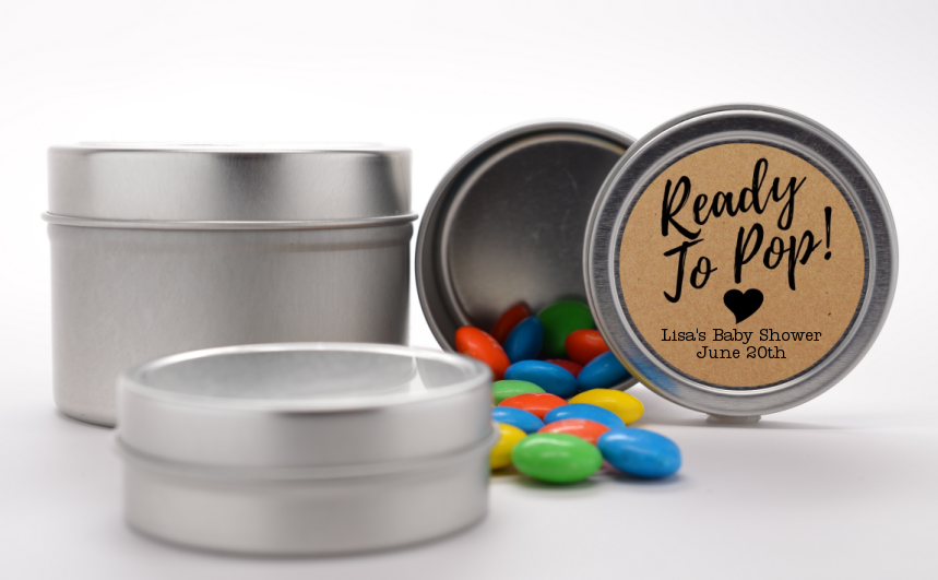 Ready To Pop Brown - Custom Baby Shower Favor Tins
