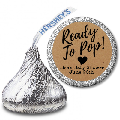 Ready To Pop Brown - Hershey Kiss Baby Shower Sticker Labels