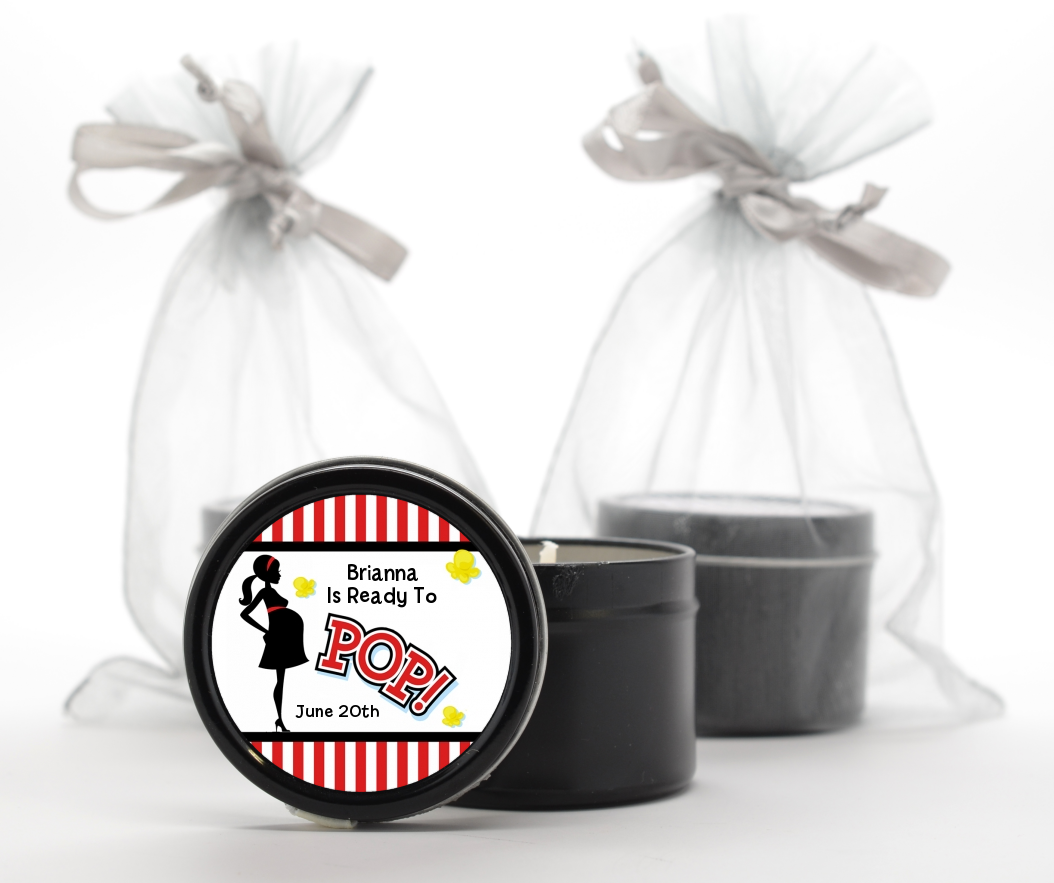 Ready To Pop - Baby Shower Black Candle Tin Favors