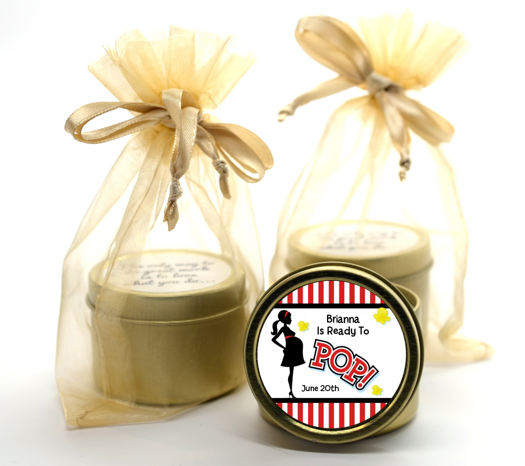 Ready To Pop - Baby Shower Gold Tin Candle Favors