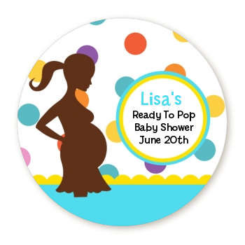 Ready To Pop Colorful Dots - Round Personalized Baby Shower Sticker Labels