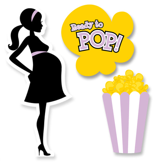 Ready To Pop Purple - Baby Shower Printed Shaped Cut-Outs