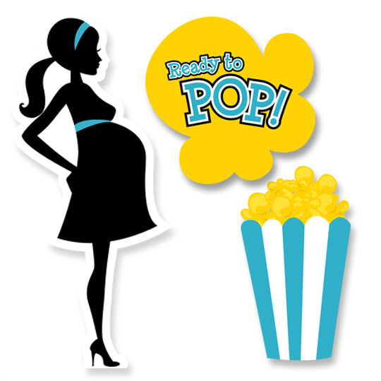 Ready To Pop Teal - Baby Shower Printed Shaped Cut-Outs