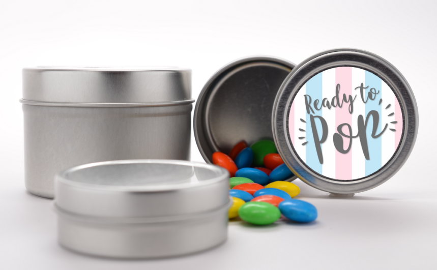 Ready To Pop Gender Reveal - Custom Baby Shower Favor Tins