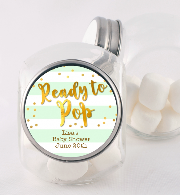 Ready To Pop Gold - Personalized Baby Shower Candy Jar