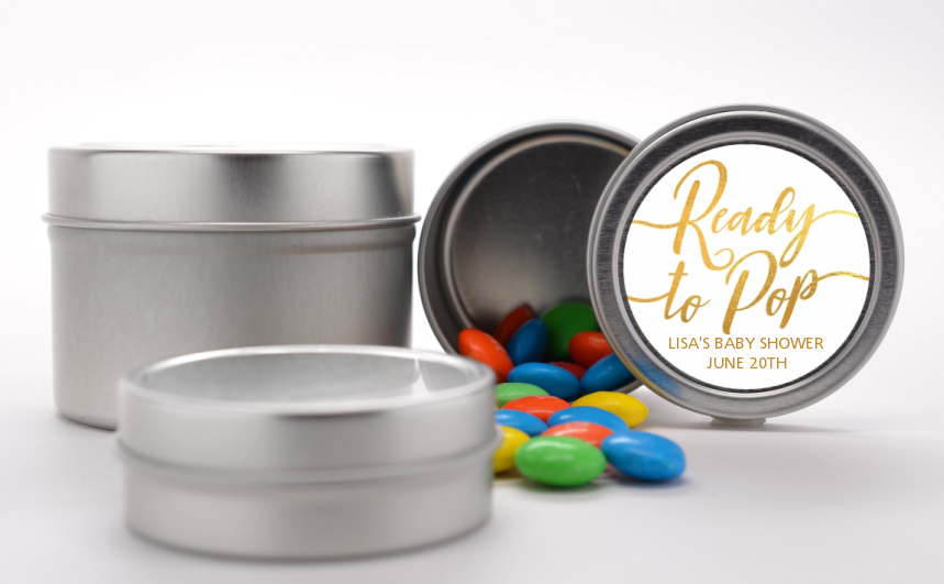 Ready To Pop Metallic - Custom Baby Shower Favor Tins