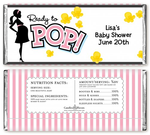 Ready To Pop Pink - Personalized Baby Shower Candy Bar Wrappers