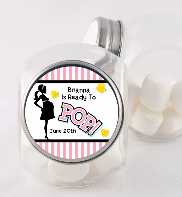 Ready To Pop Pink - Personalized Baby Shower Candy Jar