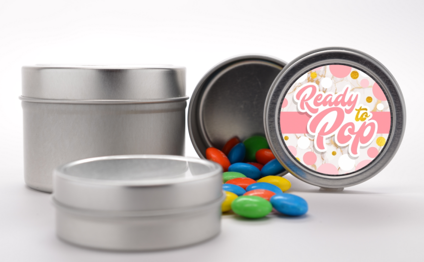 Ready To Pop Pink Gold - Custom Baby Shower Favor Tins