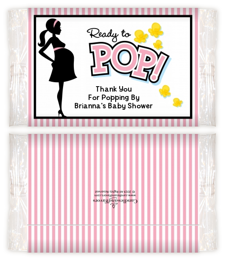 Ready To Pop Pink - Personalized Popcorn Wrapper Baby Shower Favors