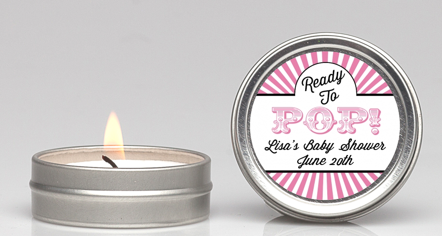Ready To Pop Pink Stripes - Baby Shower Candle Favors