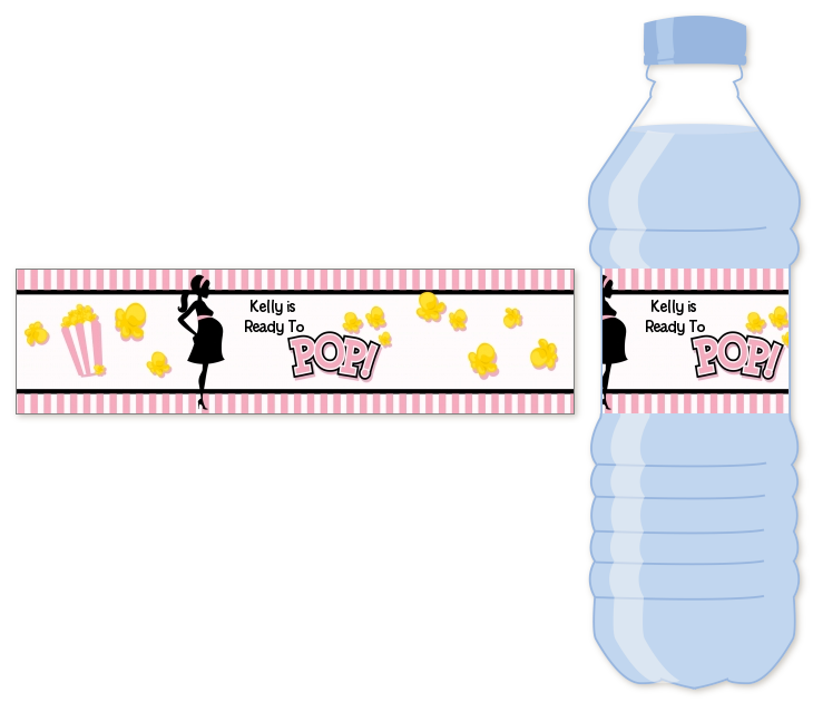 Ready To Pop Pink - Personalized Baby Shower Water Bottle Labels