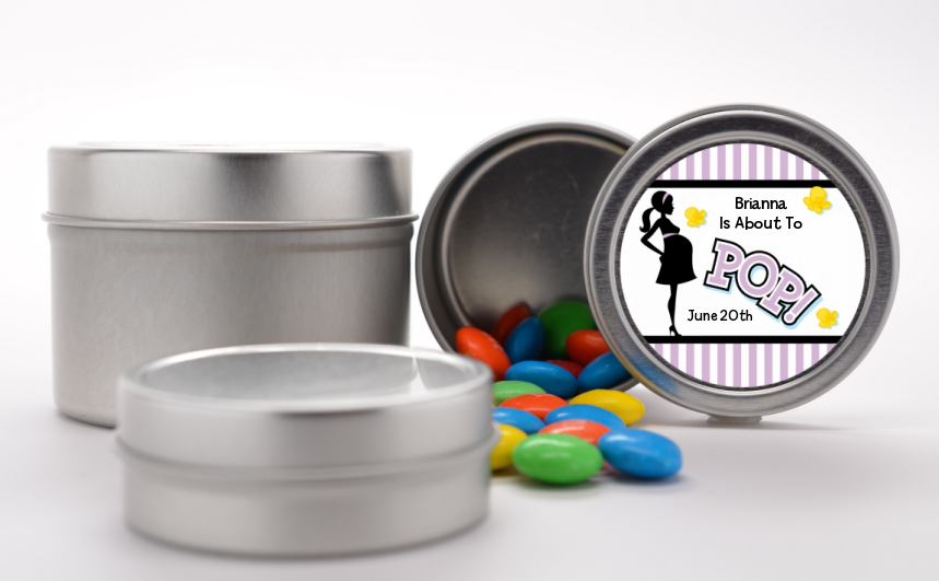 Ready To Pop Purple - Custom Baby Shower Favor Tins