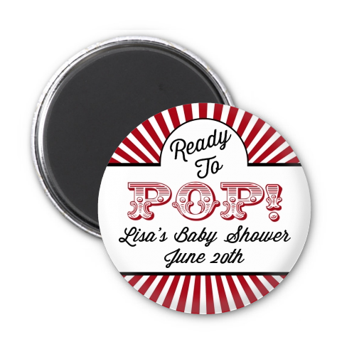 Ready To Pop Red - Personalized Baby Shower Magnet Favors