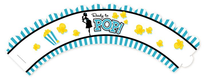 Ready To Pop Teal - Baby Shower Cupcake Wrappers