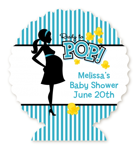 Ready To Pop Teal - Personalized Baby Shower Centerpiece Stand