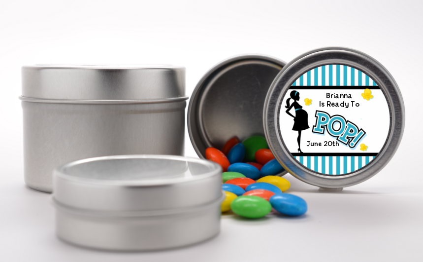 Ready To Pop Teal - Custom Baby Shower Favor Tins