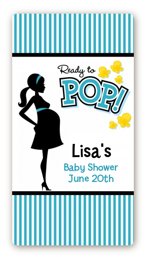 Ready To Pop Teal - Custom Rectangle Baby Shower Sticker/Labels