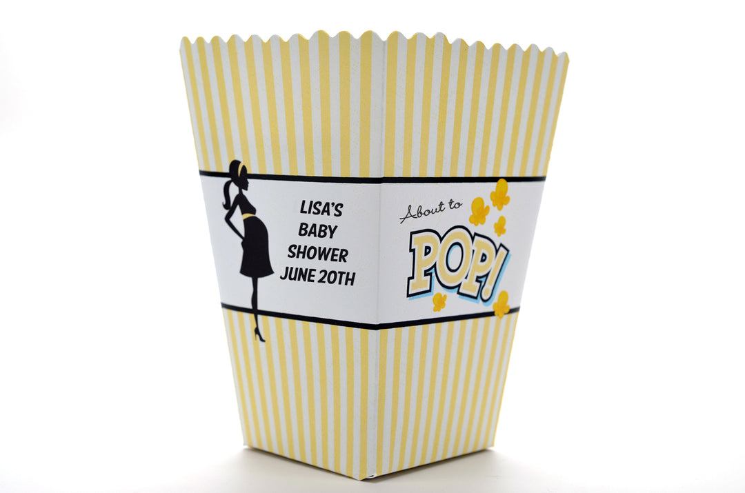 Ready To Pop Yellow - Personalized Baby Shower Popcorn Boxes